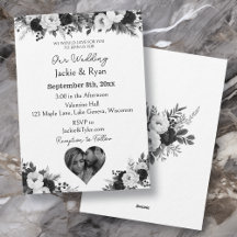 Black and White Photo Template Botanical Wedding