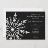 Invitation Black and White Snowflake Winter Rehearsal Dinner (Devant)