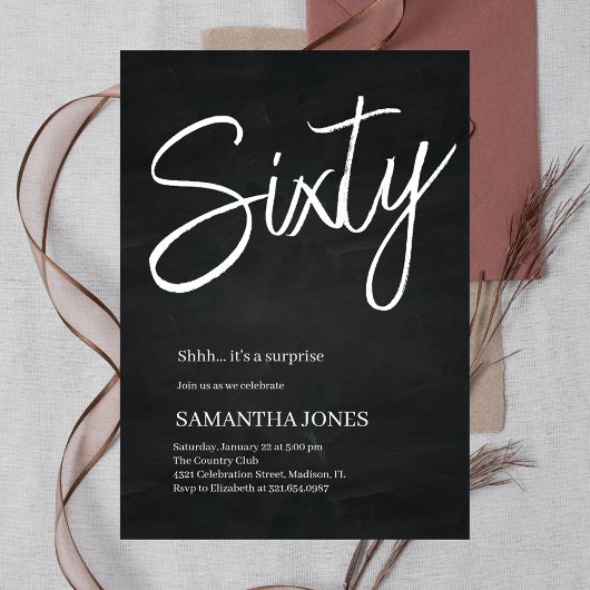 Invitation Black and White Soixante-dixième fête d'anniversai