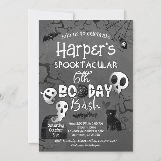 Invitation Black and White Spooktacular Halloween (Devant)