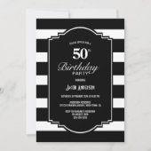 Invitation Black and White Striped 50e fête d'anniversaire (Devant)