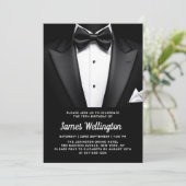Invitation Black and White Tuxedo Tux Birthday Event (Debout devant)