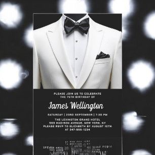 Invitation Black and White Tuxedo Tux Birthday Event