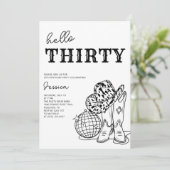 Invitation Black and White Western Rodeo 30th Birthday Party (Debout devant)