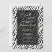 Invitation Black and White Zebra Print Pattern Sweet Sixteen  (Devant)