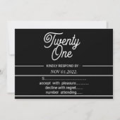 Invitation Black and Withe Modern 21st Birthday Party (Devant)