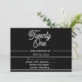 Invitation Black and Withe Modern 21st Birthday Party (Debout devant)
