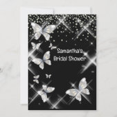 Invitation Black argent papillon scintillant parties scintill (Devant)
