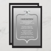 Invitation Black | Argent Star de David Brackets Bar Mitzvah (Devant / Derrière)