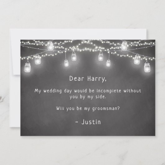 Invitation Black Be My Groomsman Mason Jar Rustic (Dos)