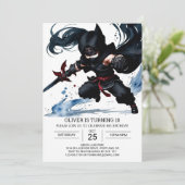 Invitation Black Belt Ninja Aventure Anniversaire (Debout devant)