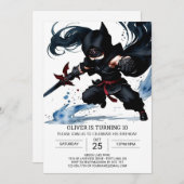 Invitation Black Belt Ninja Aventure Anniversaire (Devant / Derrière)