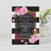 Invitation Black Blanc et or Moderne Floral Chic Party (Debout devant)