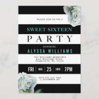 Black Blanc et Turquoise Roses Sweet 16 Party