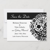 Black Blanc Floral Yin Yang Mariage Enregistrer la