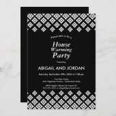 Invitation Black Blanc moderne Fête de réchauffement de la ma (Devant / Derrière)