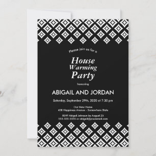 Invitation Black Blanc moderne Fête de réchauffement de la ma