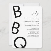Invitation Black Blanc moderne Je fais BBQ Engagement (Devant)