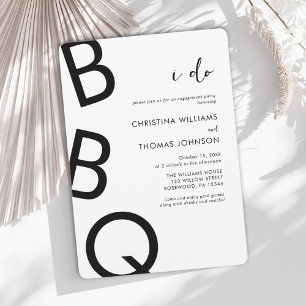 Invitation Black Blanc moderne Je fais BBQ Engagement