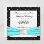 Invitation Black Blanc Turquoise Sweet 16 Party (Dos)