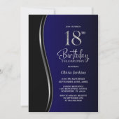 Invitation Black Blue 18ème anniversaire (Devant)