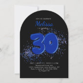 Invitation Black Blue 30th Balloons Adult Arch Anniversaire (Devant)