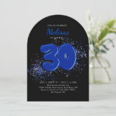 Invitation Black Blue 30th Balloons Adult Arch Anniversaire (Debout devant)