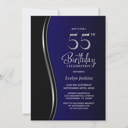 Invitation Black Blue 55e anniversaire (Devant)