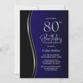 Invitation Black Blue 80th Birthday Party (Devant)