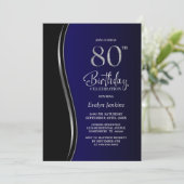 Invitation Black Blue 80th Birthday Party (Debout devant)