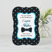 Invitation Black Blue Bowtie & Heels LGBT Wedding Invite (Debout devant)