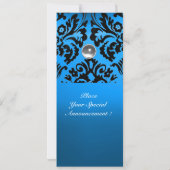 Invitation BLACK & BLUE DAMASK GEM PIERRE MONOGRAMME blanc (Dos)