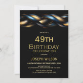 Invitation Black Blue Gold N'importe quel âge fête d'annivers (Devant)