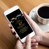 Invitation Black Blue Gold Surprise 40e fête d'anniversaire