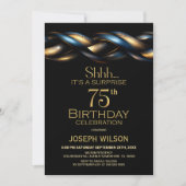 Invitation Black Blue Gold Surprise 75e anniversaire (Devant)