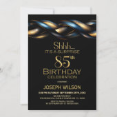 Invitation Black Blue Gold Surprise 85e fête d'anniversaire (Devant)