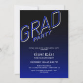 Invitation Black Blue Grad Party (Devant)