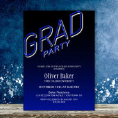 Invitation Black Blue Grad Party