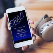 Invitation Black Blue Grad Party