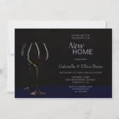 Invitation Black Blue House Wine Glass Party (Devant)