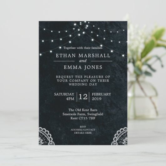 Invitation Black Blue Lace Light (Debout devant)