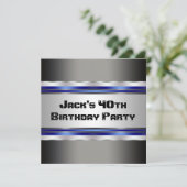 Invitation Black Blue Mans 40e fête d'anniversaire (Debout devant)