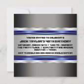 Invitation Black Blue Mans 40e fête d'anniversaire (Dos)