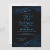 Invitation Black Blue moderne 70e fête d'anniversaire (Devant)
