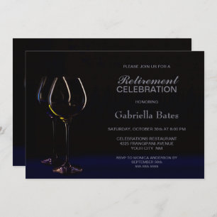 Invitation Black Blue Retraite Vin Glass Party