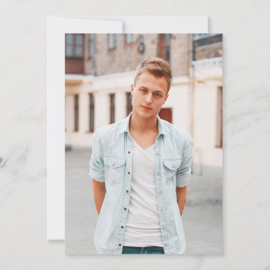 Invitation Black Blue Simple Moderne Brush Script Grad Party (Dos)