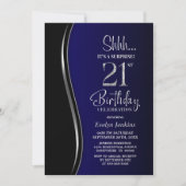 Invitation Black Blue Surprise 21e anniversaire (Devant)