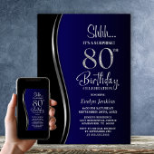 Invitation Black Blue Surprise 80e anniversaire