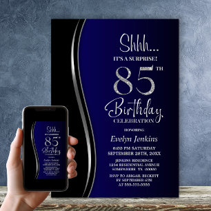 Invitation Black Blue Surprise 85e anniversaire