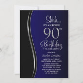 Invitation Black Blue Surprise 90e anniversaire (Devant)